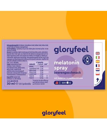 Gloryfeel Melatonin Sleep Spray - 0.5 mg for Peaceful Sleep | 200+ Nights | Delicious Very Berry Flavor | Vegan & Natural - Buy Online on GoSupps.com