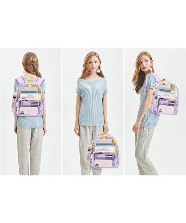 Clear Mini Stadium Approved Transparent Backpack - Heavy Duty 12x12x6 Waterproof Book Bag for Teens, Girls, Women - Ideal for Concerts, Sporting Events, Travel, Work, School - Lavender - Buy Online on GoSupps.com