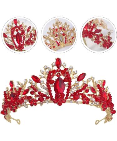 FRCOLOR Red Tiara Crown Crystal Silver Headband Diamond Bridal Headdress Wedding Prom Crown Hair Accessories for Women Girl Birthday Wedding Christmas Party Favor Ornaments - Buy Online on GoSupps.com