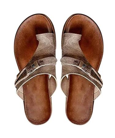 Orthopedic bunion sandals for women Women's Comfy Sandal Summer Women Bunion Correcting Sandals with Arch Support Flip Flops orthopedic sandals US 8 Grey