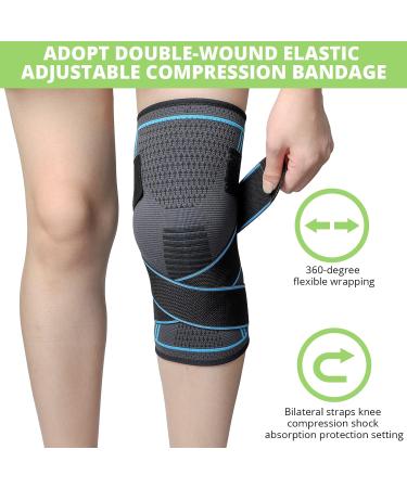 Buy Milaiun Kniebandage 2 Set - Unisex Non-Slip Knee Support for Sports & Strength Exercises (L) - Blue | International Shipping Available - Buy Online on GoSupps.com