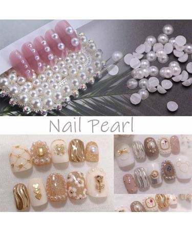 2 Boxes Nail Art Beads & Pearls Set - Gold, Silver, Rose Gold, Black Micro Caviar Beads, White Semicircle Pearls, Mixed Sizes - Buy Online on GoSupps.com