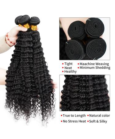 18 inch Brazilian Virgin Deep Wave Human Hair Bundle - Natural Black Color - Double Weft - 100% Unprocessed - For Black Women - Buy Online on GoSupps.com