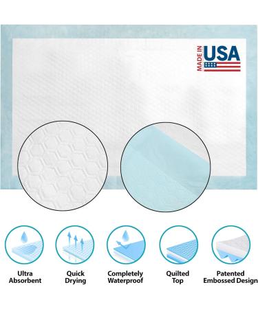 Wave Disposable Underpads 23'' X 36'' (30 Count) Incontinence Pads 68g Each Chux Bed Covers Puppy Training | Super Absorbent Protection for Kids Adults Elderly | Liquid Urine Made in The USA 23" x 36" ( 30 count ) - Buy Online on GoSupps.com