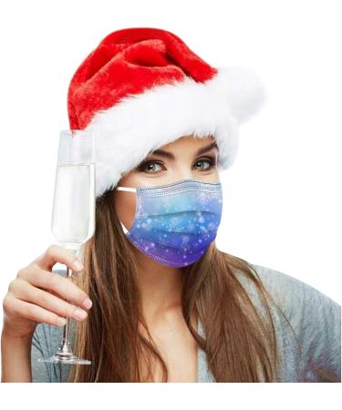 Snowflakes Disposable Face Masks Breathable Dust Stretchable Elastic Ear Loops Christmas Holiday Casual Print Face  - Buy Online on GoSupps.com