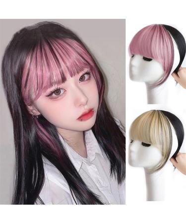 Bangs Hair Clip 3D French Bangs Wig with Natural and Seamless Forehead Invisible Pink Highlights Top Hair patch Air Bangs Bangs Clip in Hair(Color:1B/30HL) - Buy Online on GoSupps.com