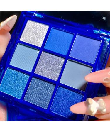 MEICOLY Blue Eyeshadow Palette - 9 Color Matte Glitter Metallic Silver Waterproof Shimmer Pigmented Eye Shadow - Buy Online on GoSupps.com