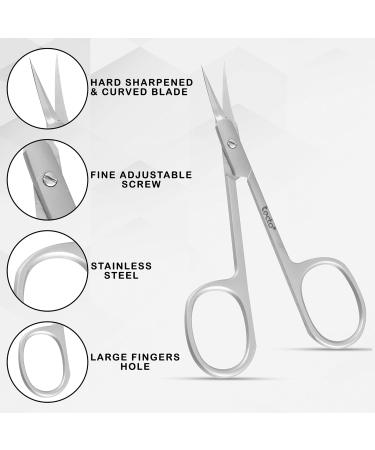 Tecto Professional Nail Scissors Stainless Steel Manicure Scissors Multi-Purpose Small Eyebrow Toenail for Women and Men (Curved Nail Scissor) (Extra fine tip Nail Scissor) - Buy Online on GoSupps.com