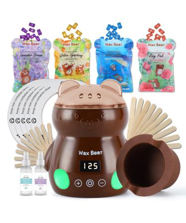 Waxing Kit Wax Warmer for Hair Removal,WAX BEAR Touch Screen Display Wax Machine with 4 bags/17.6oz Hard Wax Beans For Sensitive Skin Best Home Waxing Kit for Women - Buy Online on GoSupps.com