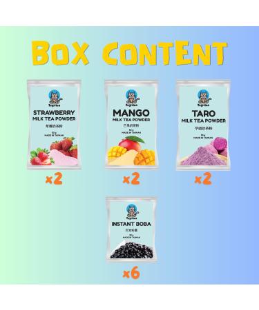 Tegritea DIY Boba Kit - Instant Tapioca Pearl Real Tea Milk Tea Fruit Tea 20-second Boba Gift Set (Strawberry | Mango | Taro Milk Tea) - Buy Online on GoSupps.com
