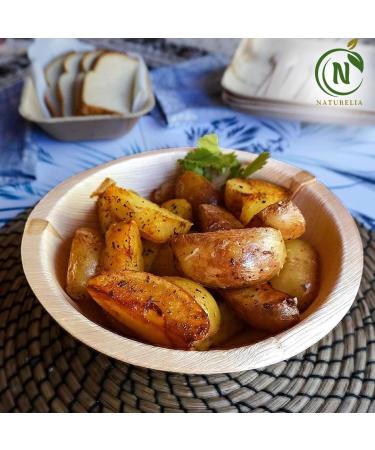 Naturelia 6-Inch Round Palm Leaf Disposable Bowls- Faux Wood Style Dinnerware Soup and Salad Bowl Set Eco-Friendly Biodegradable and Microwave-Safe Palm Leaf Bowls for All Occasions - Buy Online on GoSupps.com