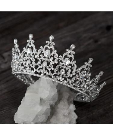 SWEETV Princess Tiara Crown for Women Girls - Crystal Bridal Hair Accessories for Wedding, Quinceanera, Prom - Silver - Buy Online on GoSupps.com