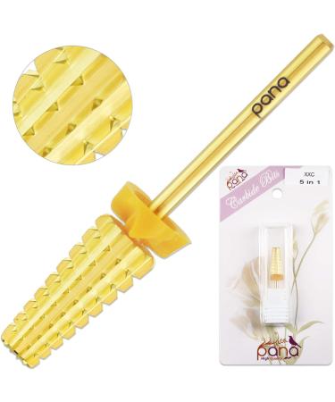 PANA Nail Carbide 5 in 1 Bit - Two Way Rotate use for Both Left and Right Handed - Fast remove Acrylic or Hard Gel - 3/32" Shank - Manicure Nail Art Drill Machine (Double Coarse - 2XC Gold) Double Coarse - 2XC Gold - Buy Online on GoSupps.com