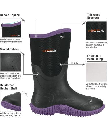HISEA Women's Waterproof Insulated Mid Calf Rain Boots - Purple - Size 10 - Buy Online on GoSupps.com