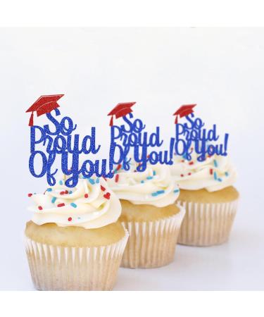 So Proud Of You Cupcake Toppers Graduation Decoration Food Picks Congrats Grad Party Supplies Blue Red - Buy Online on GoSupps.com