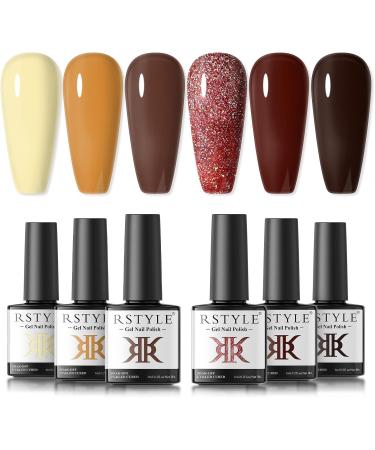 RSTYLE Gel UV Nail Polish 6 Colours 6 ml Popular Reddish Brown UV Nail Polish Set Colour Gel for Gel Nails Nail Polish Shiny Shellac Nail Polish Soak Off UV LED Nails Brown chestnut - Buy Online on GoSupps.com