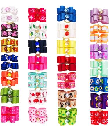 BIPY 50Pcs Small Dog Hair Bows with Elastic Rubber Bands for Puppies Doggy Cats Kitten Valentine's Day Wedding Festival Pet Yorkie Alpaca Topknot Attachment Grooming Accessories Random Color valentine's day Dog Hair Bows 50pcs - Buy Online on GoSupps.com