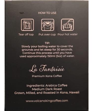 La Fantaisie by Volcano King Coffee: 100% Top Grade Kona Dark Roast Pour Over Drip Coffee 5 Pack from Hawaii - Buy Online on GoSupps.com