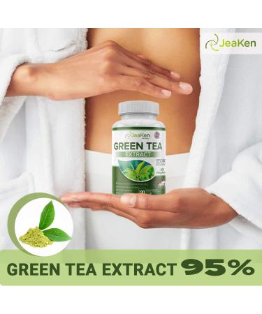 JeaKen Green Tea Capsules - 95% Polyphenol Extract for Healthy Metabolism - Rich in Caffeine & Antioxidants - 120 Vegan Capsules - Buy Online on GoSupps.com