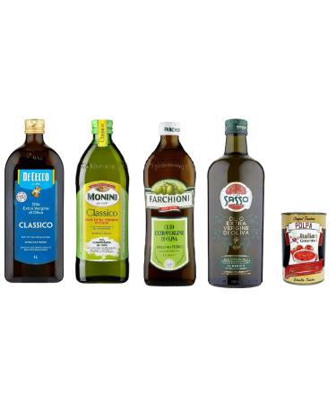 Italian Gourmet E.R. Test kit De Cecco Monini Sasso Farchioni Olio Extra vierge d'oliva Huile d'olive vierge 1 l 100 % italien + polpa Gourmet italienne 400 g