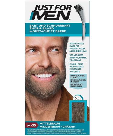 Just for Men Moustache and Beard Medium Brown Colour Eliminates Grey for a Thicker and Fuller Look M35 M35 - medium brown