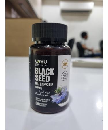 Vasu Safe Herbs Black Seed Oil Capsules 120 Softgels - Black Seed Oil Cold Pressed Nigella Sativa Kalonji 500mg Herbal Wellness with Omega 3 6 9 Non-GMO Gluten-Free Vegan - Buy Online on GoSupps.com