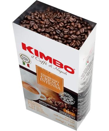 Kimbo Espresso Crema Intensa | Whole Bean Coffee | Medium Dark Roast Intensity 11/13 | Roasted Blended and Made in Italy | 1kg / 2.2lb Bag (Pack of 6) - Buy Online on GoSupps.com
