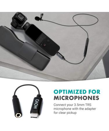 MOVO PMA-1 DJI Osmo Pocket Microphone Adapter | USB Type-C to 3.5mm TRS External Sound Adapter for Osmo Pocket Accessories - Buy Online on GoSupps.com
