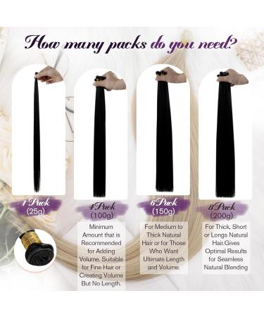 LAAVOO 60cm Black Hair Extensions - Virgin Real Hair Injections for Invisible Tress | Male Hair Injects #1 | 25g - Buy Online on GoSupps.com