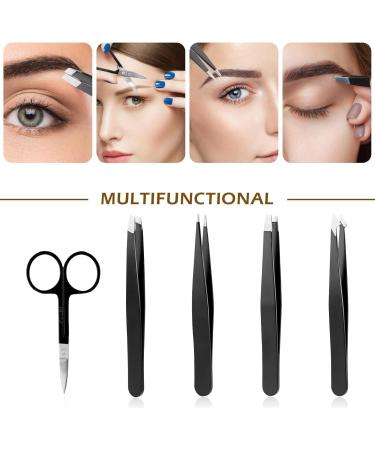 4 Eyebrow Tweezers and 1 Scissors Set Eyebrow Tweezers Stainless Steel Pointed Tweezers Straight Slicker Tip Tweezers for Removing Blackheads Ingrown Hair - Buy Online on GoSupps.com
