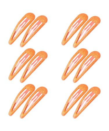 ZEVONDA Glitter Hair Snap Clips - Metal Hair Clips Colorful Glitter Sequin Hair Clips Barrettes Hair Styling Accessories for Toddlers Kids Girls Women Orange *12