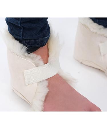 Natural Sheepskin Heel Protectors - Set of 2 | Medical Grade Heel Guards for Pressure Relief | Adjustable Straps | Cornsilk Color - Buy Online on GoSupps.com