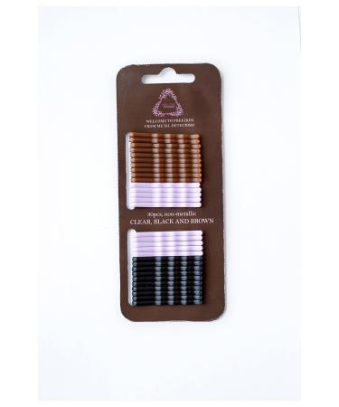 Metal Free Bobby Pins - BLACK-BROWN-CLEAR BLACK/BROWN/CLEAR