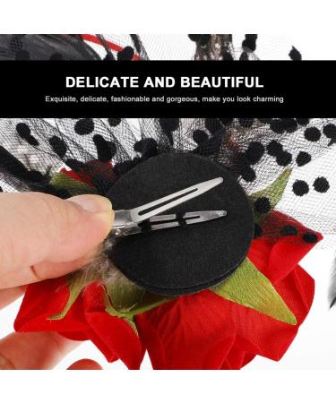 LALAFINA Halloween Red Rose Hairpin Headdress Bridal Dress Hair Accessories Stage Banquet Photo Accessories Hairpin Flower Mesh Hair Clip Fascinator Clip Prom Cloth Flowers Bride - Buy Online on GoSupps.com