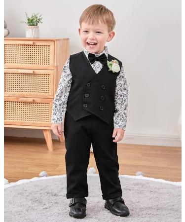 ZOEREA Baby Boy Gentleman Tuxedo Outfit Set | Formal Wedding Attire 2-3 Years Black - Buy Online on GoSupps.com