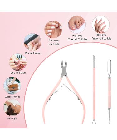 Yolev 3pcs Cuticle Trimmer with Cuticle Pusher 3 PCS Pink Nail Cuticle Nipper Professional Pedicure Manicure Nippers Rainbow Sharp Durable Pedicure Manicure Tools for Fingernails and Toenails - Buy Online on GoSupps.com