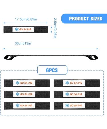 Vecacosic 6/8 Pcs Ski Brake Retainer Strap - Non-Breakable Universal Black Ski Brake Bands for Snowboard - Outdoor Sports Gear - Buy Online on GoSupps.com