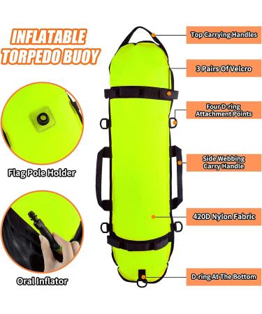 Inflatable Diving Safety Surface Marker Buoy with Dive Flags for Scuba Diving and Spearfishing - Buy Online on GoSupps.com