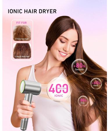 Professional Ionic Hair Dryer - 110 000 RPM Fast Drying Lightweight & Quiet for Home/Travel - Silvery | International Shipping Available - Buy Online on GoSupps.com