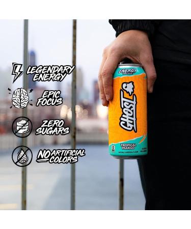 GHOST ENERGY Drink Sugar-Free Energy Drink Energy & Focus & Natural Caffeine L-Carnitine & Soy & Gluten-Free Drink (Tropical Mango 16oz 473ml) (PACK OF 2) (USA IMPORT) - Buy Online on GoSupps.com
