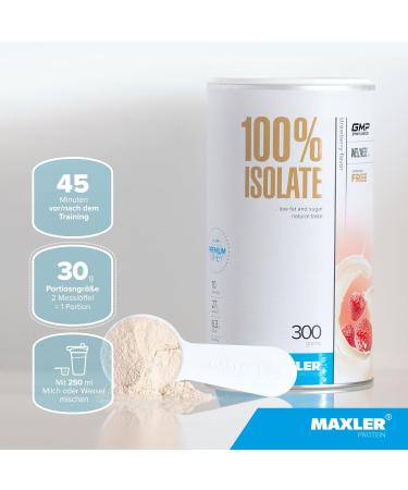  Maxler Maxler 100% Isolate Protein Powder Natural Flavoured Whey Isolate from Livestock Whey Protein Isolate Low Sugar & Tasty Strawberry 300 g - Buy Online on GoSupps.com
