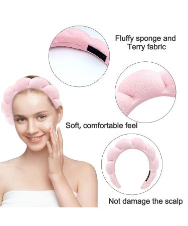 SPA Headband for Women - Bubble Headband for Skincare and Makeup - Terry Cloth Headband (Pink) - Buy Online on GoSupps.com