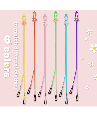 6-Color Pack Nylon Elastic Face Mask Ear Loop Extender Lanyards with Flower Sliding Cord Lock - Adjustable Length, Snap-On Clip Hook, Pressure Relief - Adult and Kid Size - Buy Online on GoSupps.com