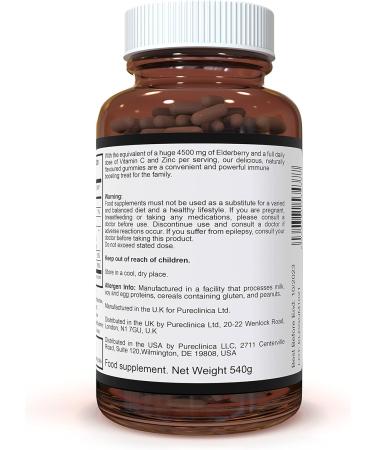 Triple Strength Immune Support - Elderberry Fruit Gums with Vitamin C & Zinc | 180 Count (2 Bottles) - Up to 6 Months Supply - Buy Online on GoSupps.com