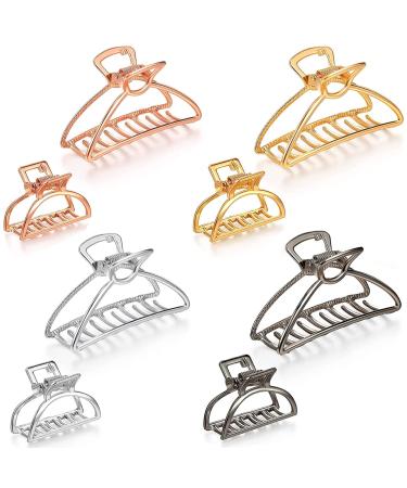 8 Pieces Metal Hair Claw Clips Set, Includes 3 Inches Large Size Hair Catch Barrette Jaw Clamp and 1.57 Inches Small Half Bun Hairpins for Women, Hair Accessories