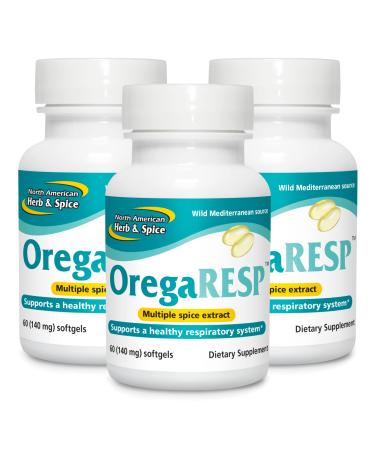 NORTH AMERICAN HERB & SPICE OregaResp P73 - 60 Softgels - Pack of 3 - Supports Immune & Respiratory Health - Multiple Spice Oil Complex with Oreganol P73 Oregano Oil - Non-GMO - 90 Total Servings