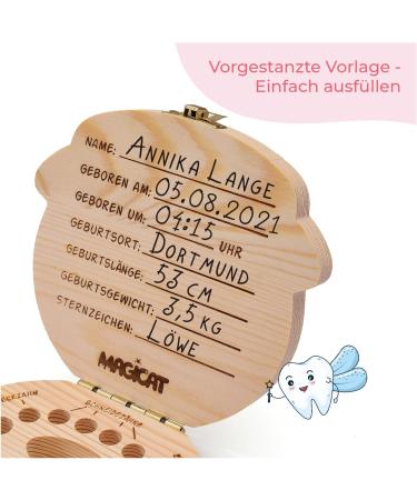 Magicat Premium Milk Tooth Jar & Wooden Tooth Box | Baby Tooth Keepsake Gift for Birthdays & Baptism | Includes Tweezers & Tooth Fairy History - Buy Online on GoSupps.com