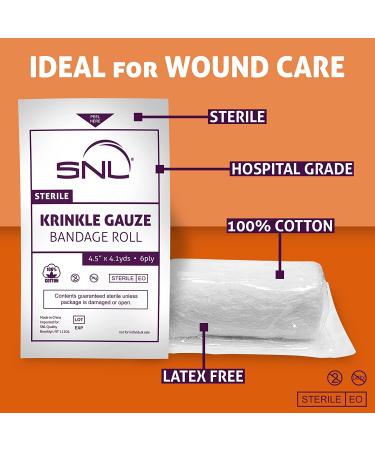 SNL Sterile Krinkle Kerlix Type 4.5 x 4.125 Yds Latex-Free Bandage Roll - Pack of 12 - Buy Online on GoSupps.com