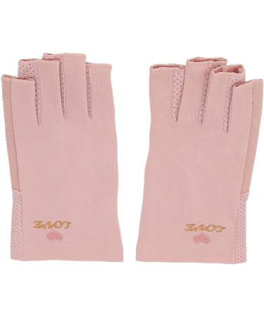 Manicure Gloves UV Protection Stretchy Breathable Fingerless Fiber Cotton Nail Lamp Gloves for Home Salon(Pale Pinkish Gray) - Buy Online on GoSupps.com