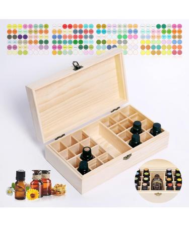 Wishesmar 25 holes storage box essential oils made of wood - wooden box offers space for 5 10 15 ml essential oils bottles - portable organizer wooden box for fragrance oils storage 25 holes storage box #a